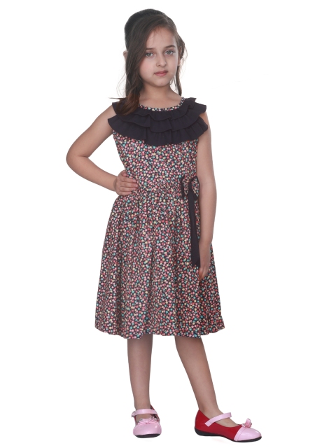 

CUTECUMBER Girls Navy Blue Printed A-Line Dress