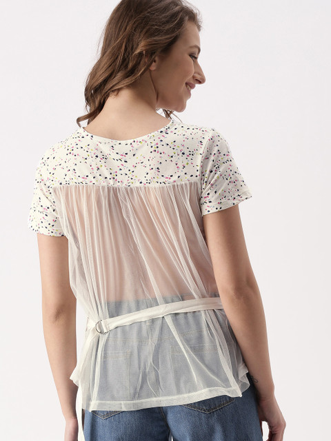 

DressBerry Women White Printed Shirt Style Top