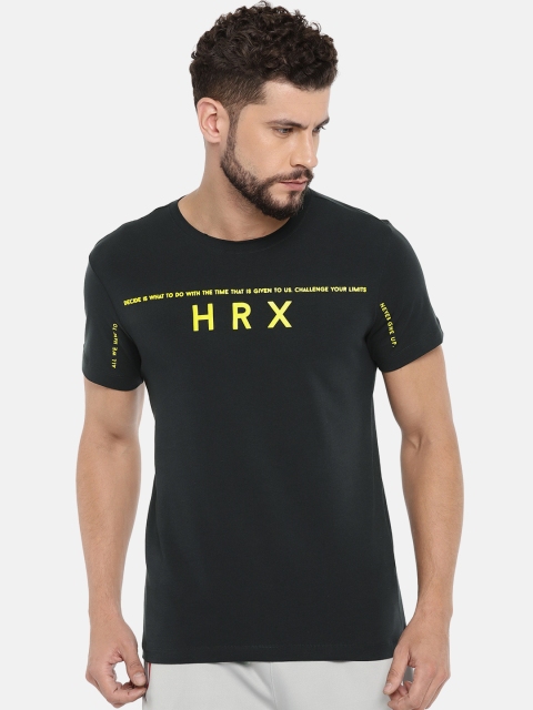 

HRX by Hrithik Roshan Men Black Printed Round Neck T-shirt