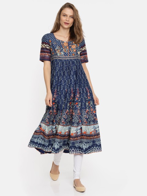 

Biba Women Blue Printed Anarkali Kurta