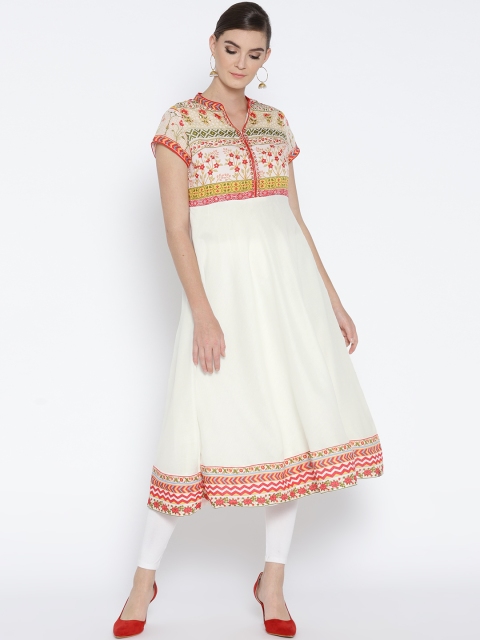 

Biba Women White & Red Yoke Design Anarkali Kurta