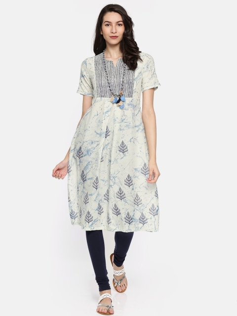 

Biba Women Blue Printed A-Line Kurta