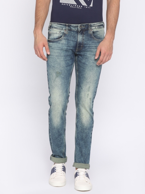 

Pepe Jeans Men Blue Super Slim Fit Low-Rise Mildly Distressed Stretchable Jeans