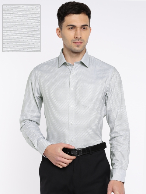 

Arrow Men Grey & Off-White Slim Fit Self-Design Formal Shirt