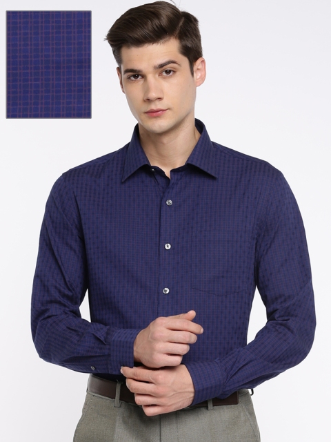 

Arrow Men Navy Blue Snug Slim Fit Checked Formal Shirt