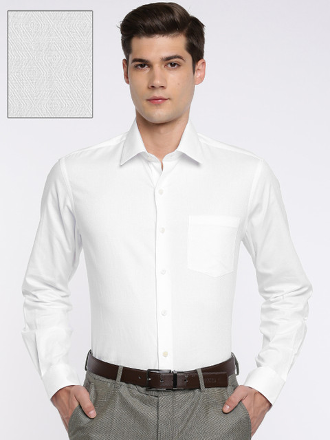 

Arrow Men White Snug Regular Fit Self Design Formal Shirt