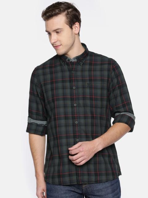 

Arrow Blue Jean Co. Men Grey & Black Slim Fit Checked Casual Shirt