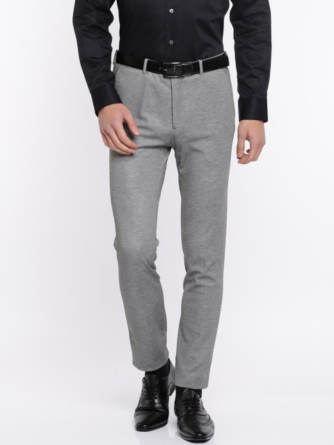 

Arrow New York Men Grey Super Slim Fit Self Design Formal Trousers