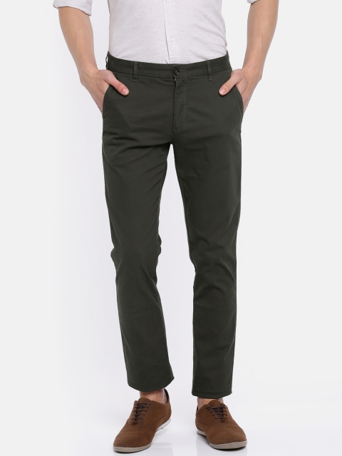 

Arrow Sport Men Olive Green Chrysler Fit Solid Chinos