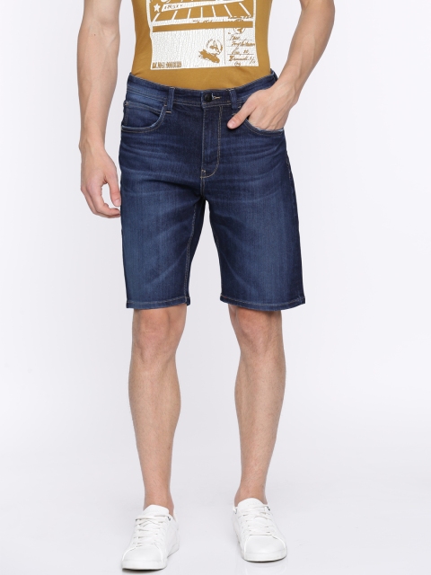 

Arrow Blue Jean Co. Men Blue Solid Regular Fit Denim Shorts