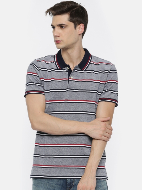 

Arrow Sport Men Navy Blue Striped Polo Collar T-shirt
