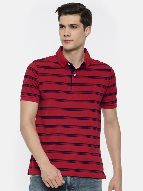 

Arrow Sport Men Red Striped Polo Collar T-shirt