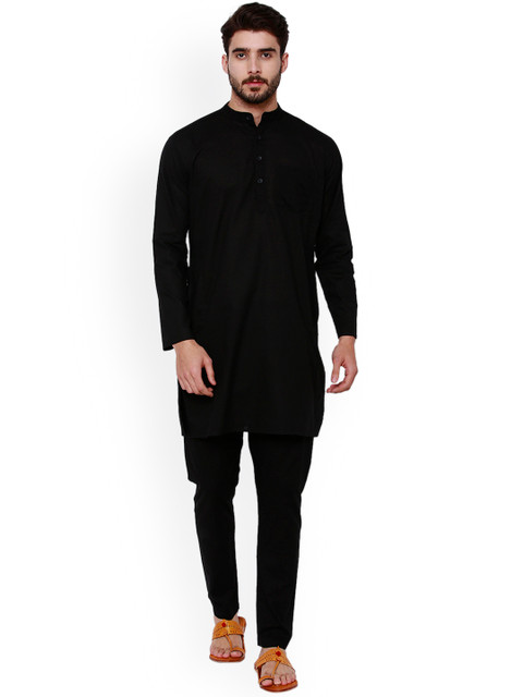 

Svanik Men Black Solid Kurta with Pyjamas