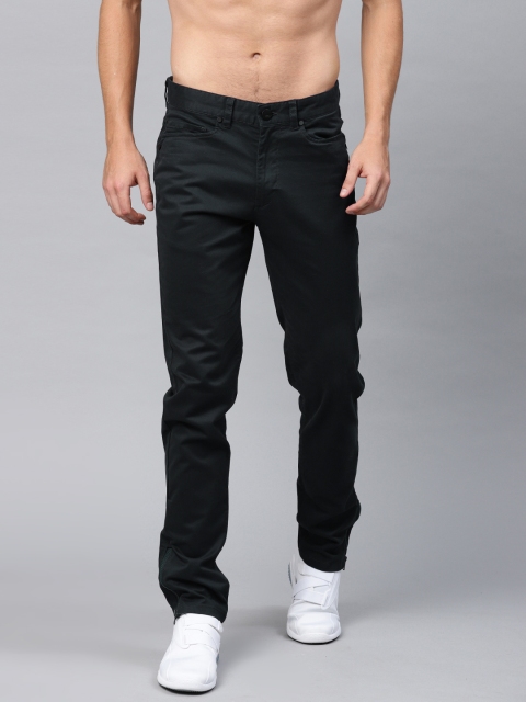 

HRX by Hrithik Roshan Men Navy Blue Solid Regular Trousers