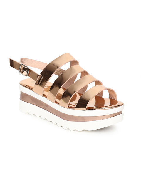 

Ginger by Lifestyle Women Gold-Toned Solid Flatforms