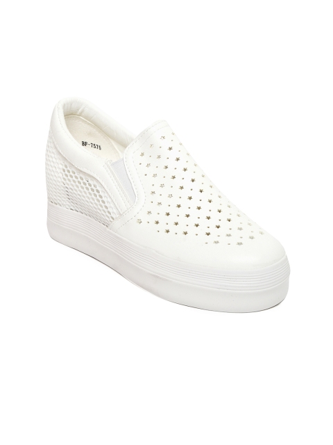

Ginger by Lifestyle Women White Flatform Sneakers with Cut-Out Detail