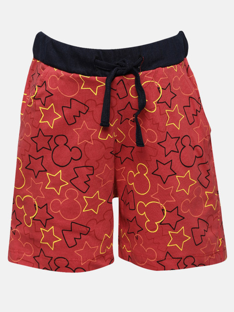 

YK Boys Red Printed Regular Fit Shorts