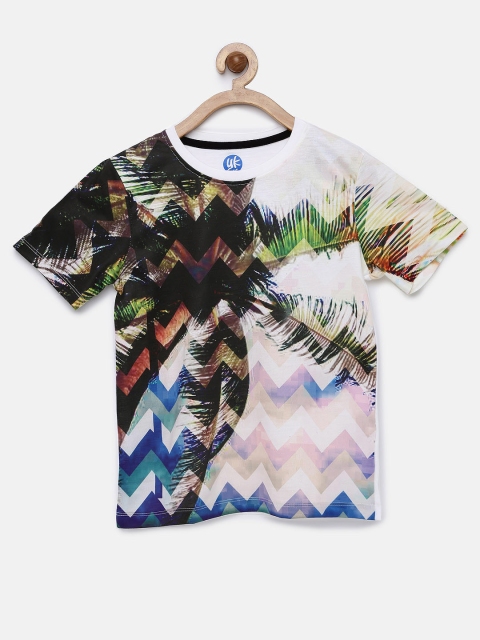 

YK Boys White Printed T-shirt