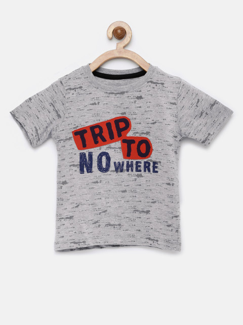 

YK Boys Grey Printed Round Neck T-shirt