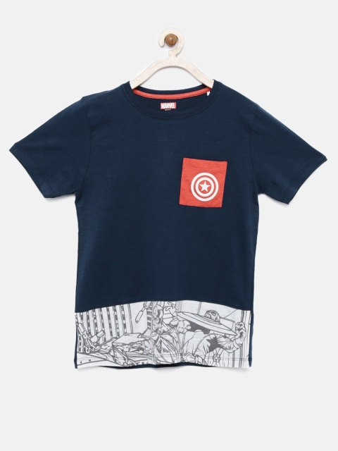 

YK Boys Navy Blue Round Neck Pure Cotton T-shirt