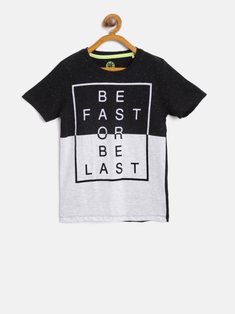 

YK Boys Black Printed Round Neck T-shirt