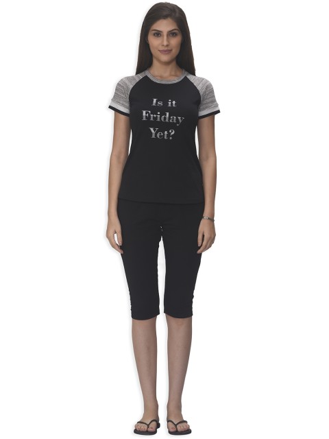 

Sweet Dreams Women Black Printed Night Suit 216718