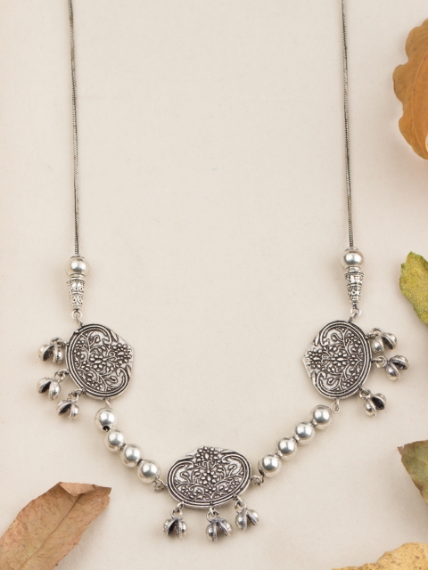 

Voylla Silver-Toned Brass Oxidised Necklace