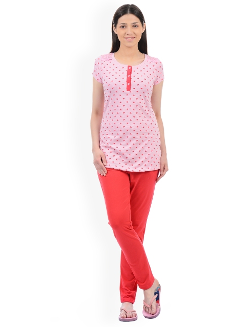 

Sweet Dreams Women Pink & Red Printed Night suit