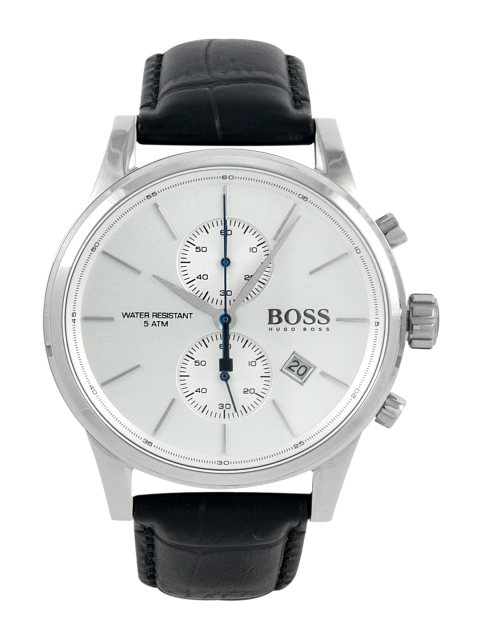 

Hugo Boss Men Silver-Toned Analogue Leather Watch 1513282