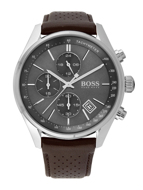 

Hugo Boss Men Grey Leather Analogue Watch 1513476