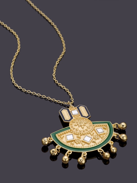 

Studio Voylla Rann Utsav Gold-Toned Pendant with Chain
