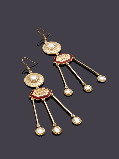 

Studio Voylla Rann Utsav Gold-Toned Geometric Drop Earrings