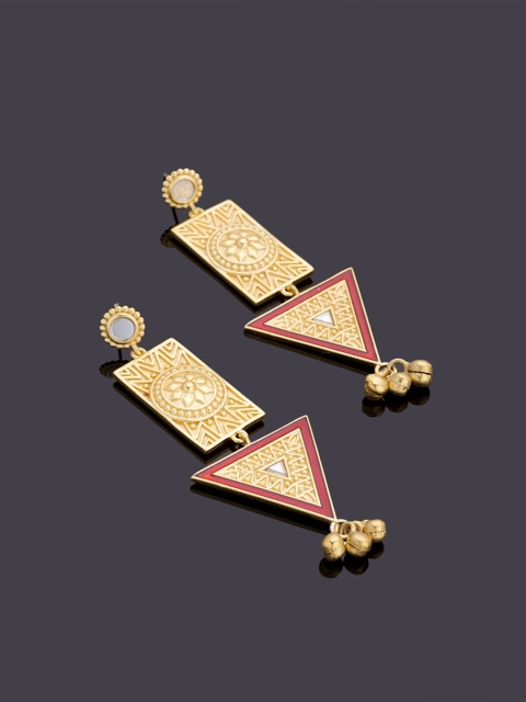 

Studio Voylla Rann Utsav Gold-Toned Geometric Drop Earrings