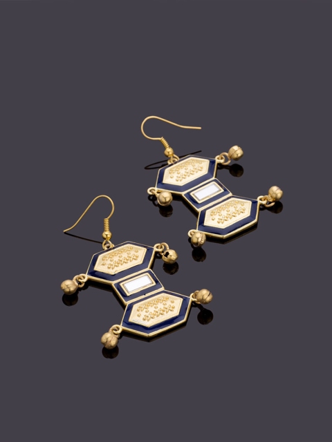 

Studio Voylla Rann Utsav Gold-Toned Geometric Drop Earrings