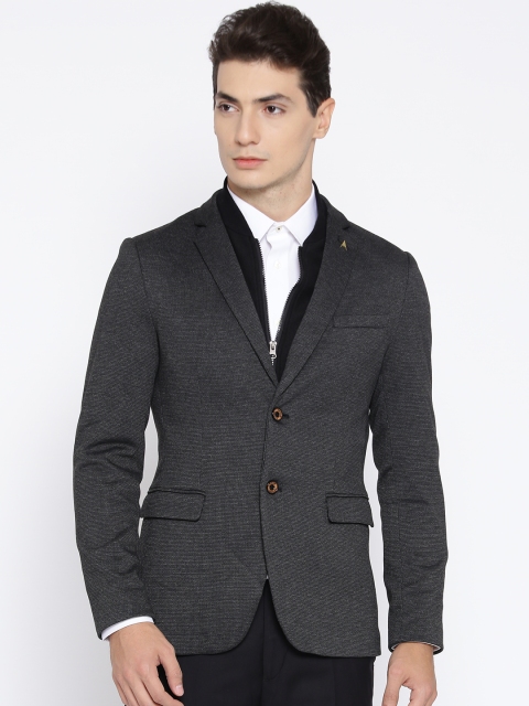 

Arrow Grey Slim Fit Self-Design Single-Breasted Formal Blazer