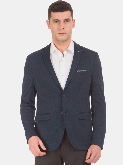 

Arrow Sport Men Navy Blue Self-Checked Single-Breasted Formal Blazer
