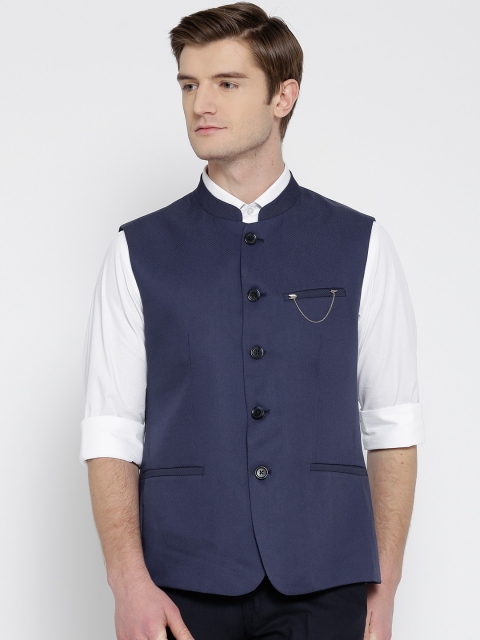 

Arrow Navy Geometric Pattern Nehru Jacket, Navy blue