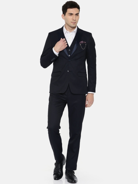 

Arrow Men Navy Single-Breasted Body Tailored Fit Formal Suit, Navy blue