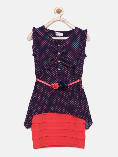 

Peppermint Girls Navy Blue Printed Bodycon Dress