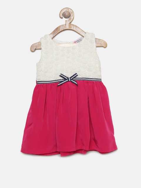 

Peppermint Girls Pink Self Design A-Line Dress