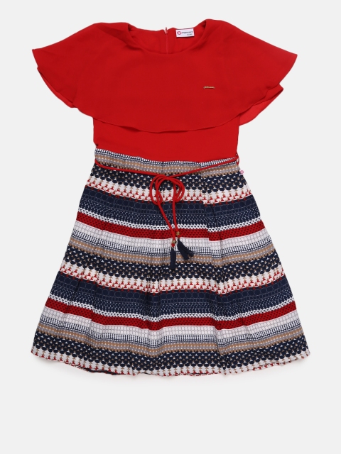 

Peppermint Girls Red Printed Fit and Flare Dress