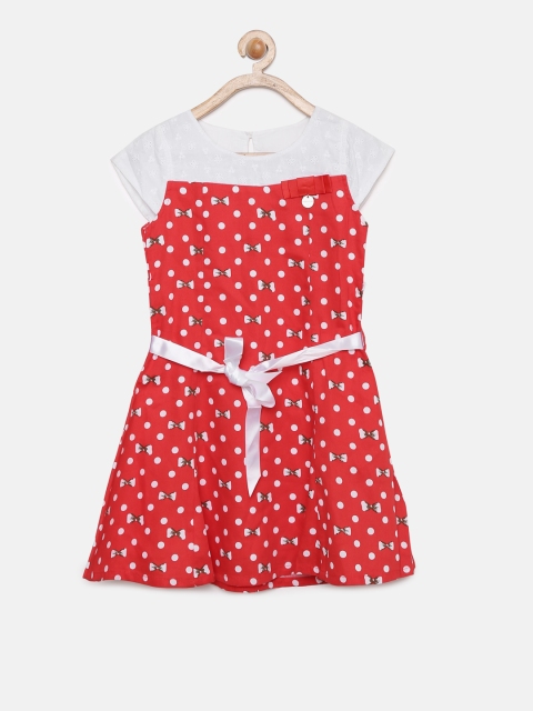 

Peppermint Girls Red Printed A-Line Dress