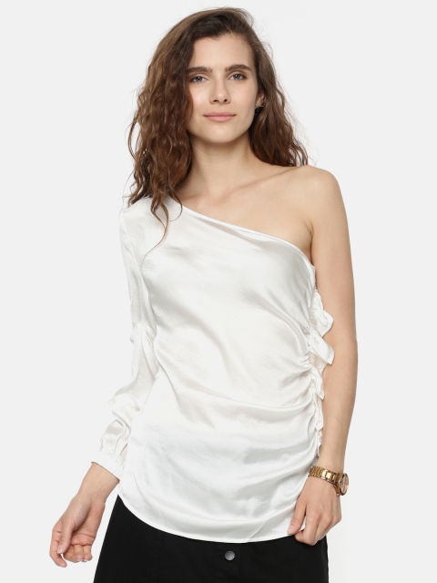 

Vero Moda Women White Solid One-Shoulder Top