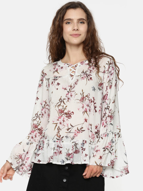 

Vero Moda Women Off-White Floral Printed Top