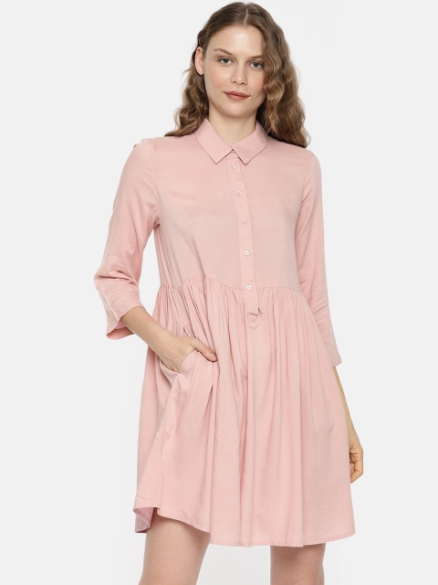 

Vero Moda Women Peach-Coloured Solid A-Line Dress
