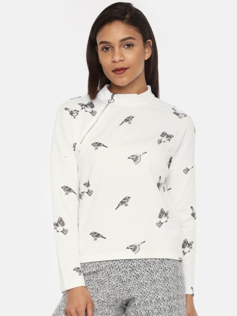 

Vero Moda Women White Printed Round Neck T-shirt