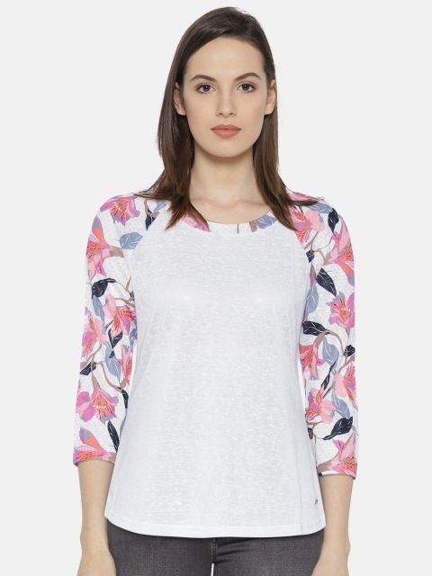 

Vero Moda Women White Solid Round Neck T-shirt
