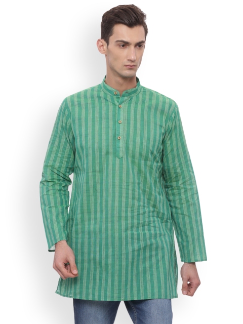 

TATTVA Men Green Striped Straight Kurta