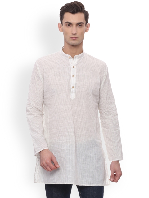 

TATTVA Men White Solid Straight Kurta