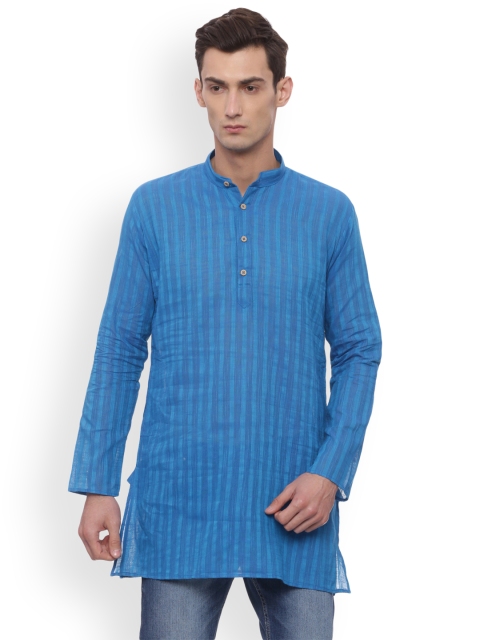 

TATTVA Men Blue Striped Straight Kurta